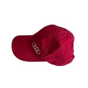 Audi Motors Red Baseball Cap Hat Embroidered Logo Adjustable Strapback Mens